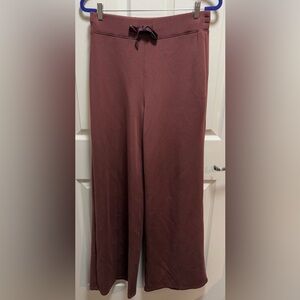 SPANX Ribbed Wide-Leg Knit Pants in Dusty Plum size L tall
